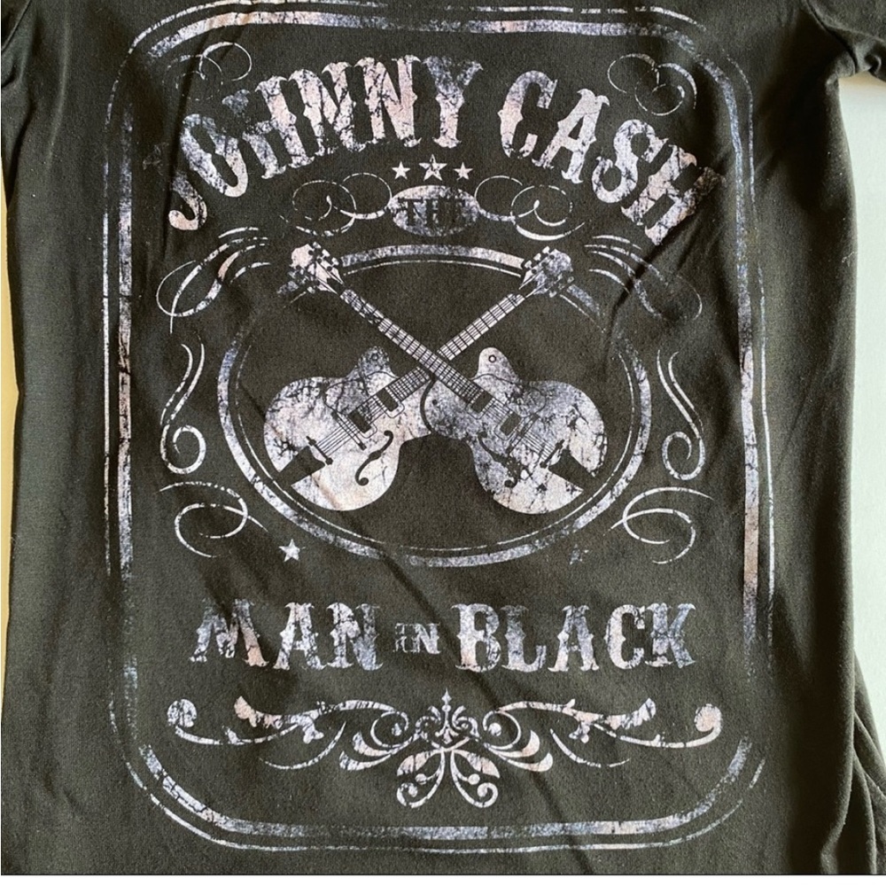Johnny Cash Man In Black Ripped Back Stretch Top - Picture 2 of 3